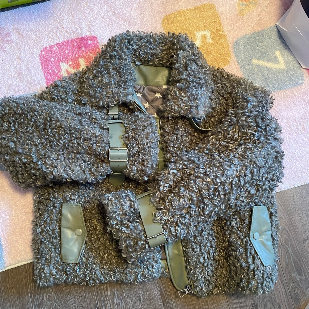 Thick heavy weight green teddy coat